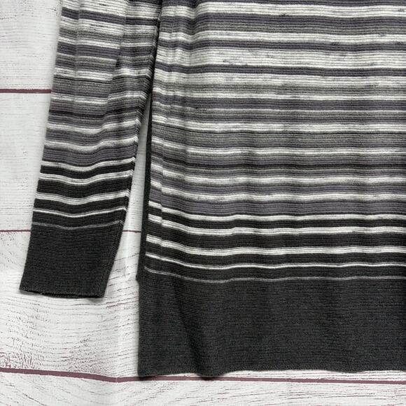 T by Talbots Gray Black cowl neck pullover striped tunic sweater size XL - Picture 3 of 10